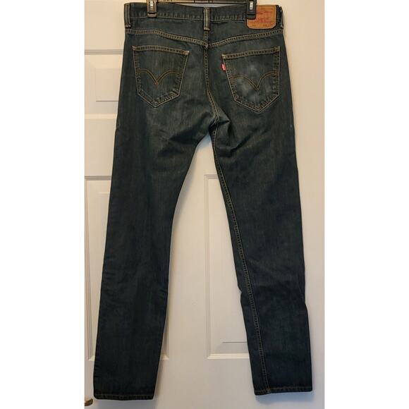 Vintage Levis 521 Slim Taper Denim Jeans Mens 34”x 36” Med-Wash EUC Red Tab - Picture 9 of 16